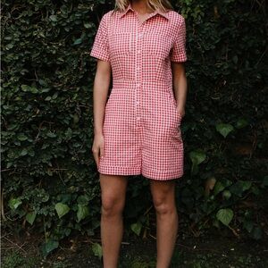 Ivy City Co Natalie Gingham Red Romper